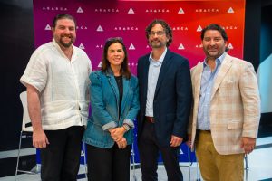 Panelists at Oasis Connections Season Two, including Wovenware co-founders Christian González and Carlos Meléndez with Abarca Health leaders Mercibel Gonzalez and Antonio Duarte-Pino, reflecting on vision, resilience, and legacy.