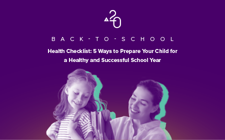 Mother and child smiling while reading together, with headline: 'Back-to-School Health Checklist: 5 Ways to Prepare Your Child for a Healthy and Successful School Year